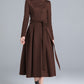 Vintage Wool Blend Coat – Handmade Brown Long Winter Coat with Belt | Xiaolizi 6303