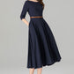 Fit and flare navy swing linen dress women 4906