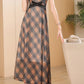 Plaid fit and flare summer chiffon dress women 5055