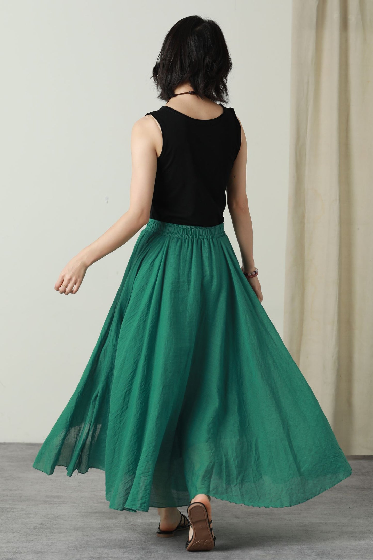 Maxi summer swing long linen skirt women 6176