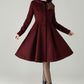 Hooded Burgundy Wool Coat – Vintage Fit & Flare Short Winter Coat | Xiaolizi 6572