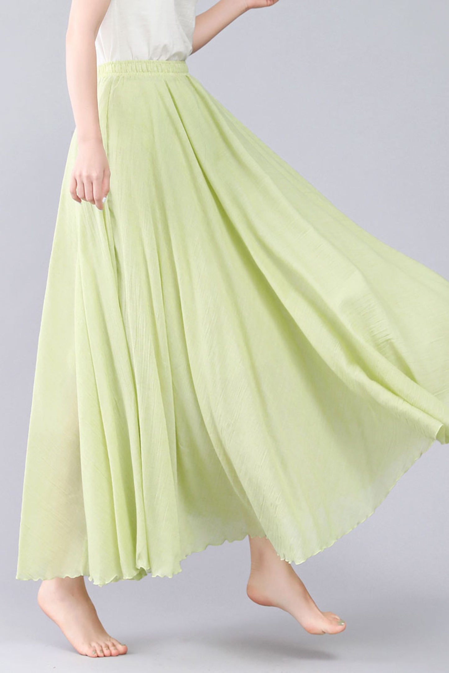 Summer Maxi Swing Flowy Cotton Ankle length Full Skirt 3562