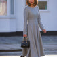 Gray long sleeves wool dress winter women 4143