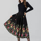 Black embroidered midi wool skirt 4665