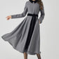 Gray Swing Fit and Flare Wool Dress 4524
