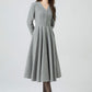 Gray midi wool dress for women 5304