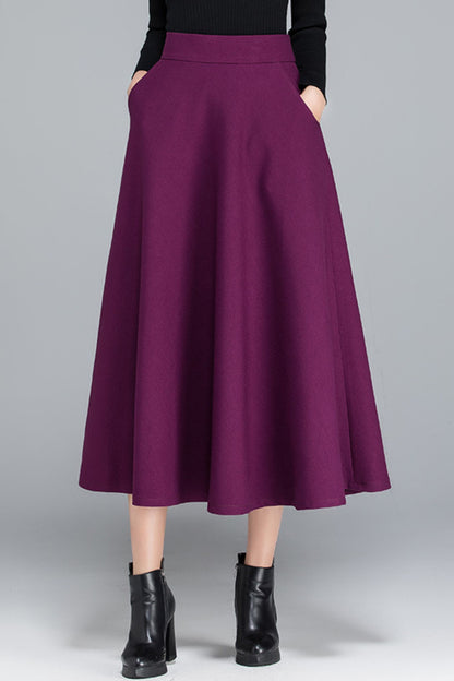 High waist midi autumn skirt women 6196