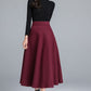 Burgundy Midi Winter Wool Skirt 2490