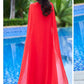 Red maxi chiffon prom dresses women 4985