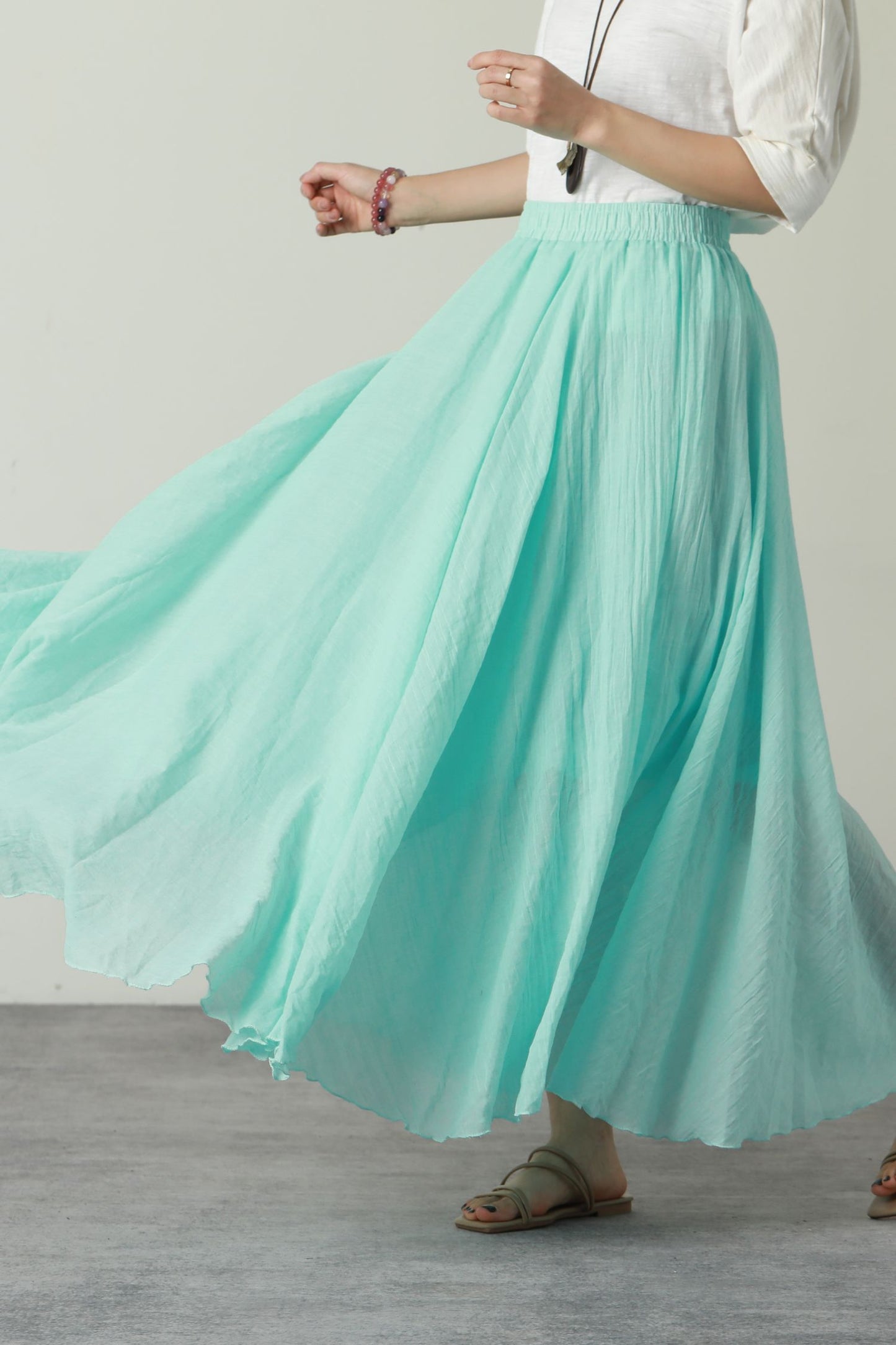 Summer swing long linen skirt women 6178 - S #CK2500601