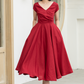 Versatile Linen Midi Dress in Vibrant Red 5831