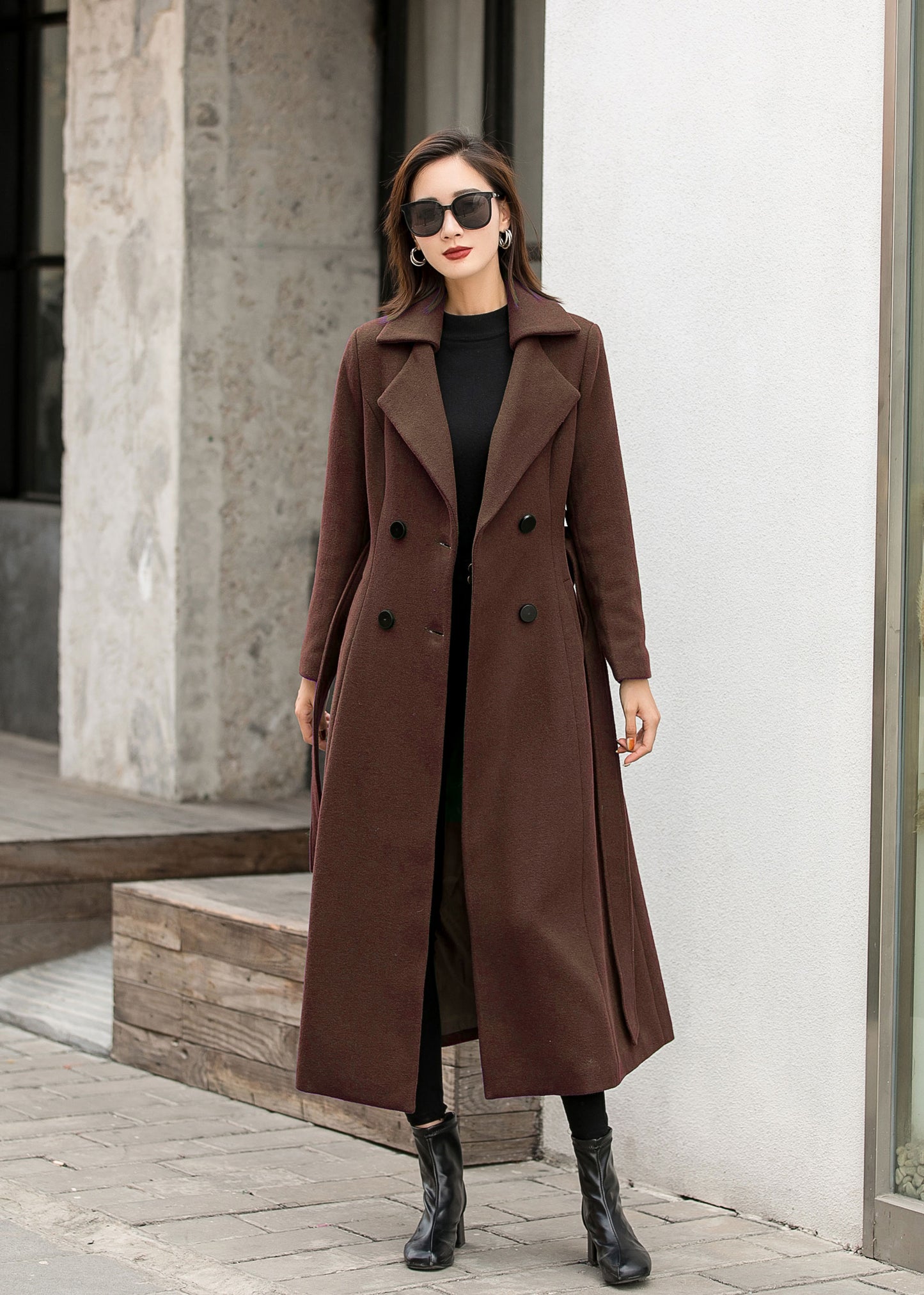 Xiaolizi Vintage Inspired Handmade Wool Blend Maxi Coat – Elegant Autumn Winter Outwear 6305