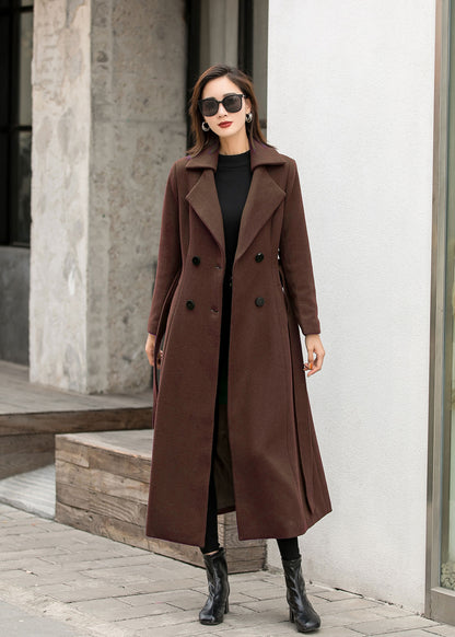 Xiaolizi Vintage Inspired Handmade Wool Blend Maxi Coat – Elegant Autumn Winter Outwear 6305