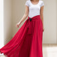 Black Long Chiffon Maxi Skirt Women 5130