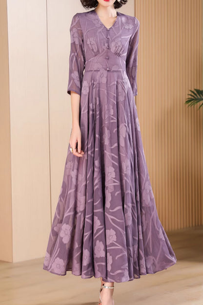 Swing purple summer maxi chiffon dress 5030