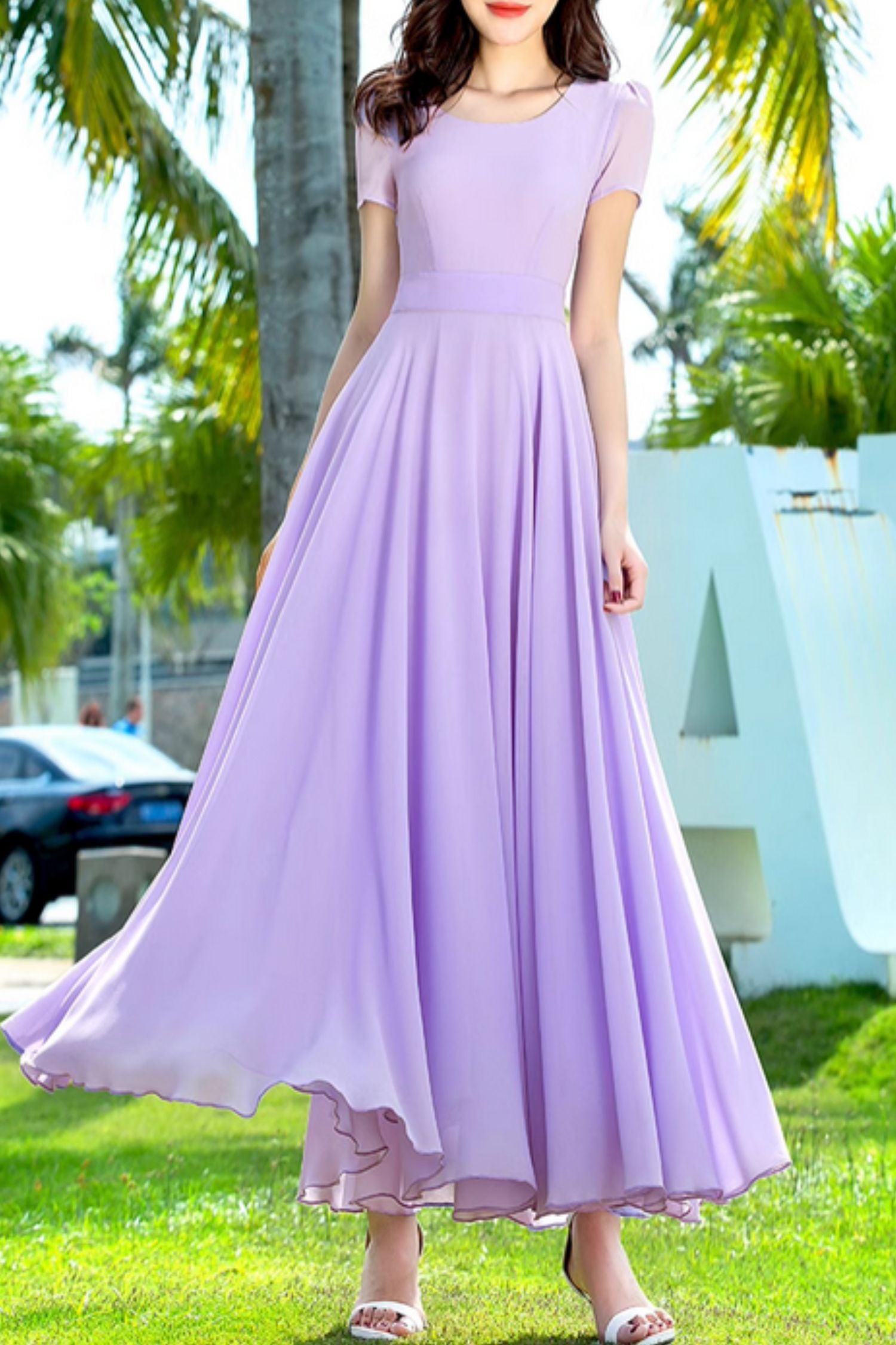 Swing a line maxi summer beach chiffon dress 5154 Xiaolizi Swing a line maxi summer beach chiffon dress 5154 Xiaolizi