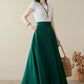 Green Linen Maxi Skirt with pockets 4974