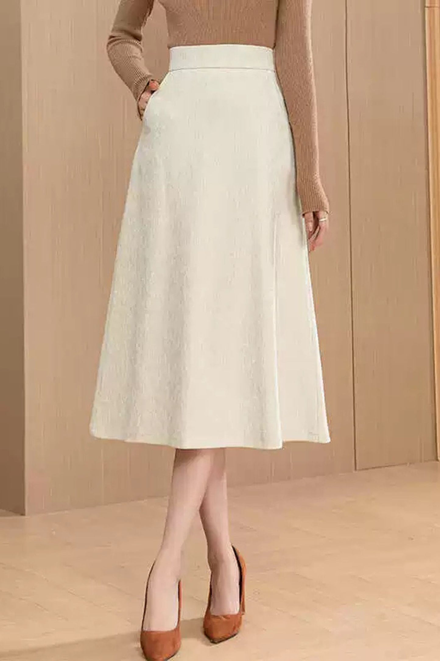 White A line autumn/winter skirt women 6193