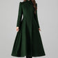 Green A-Line Long Wool Coat 5488