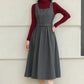 Gray sleevelss wool dress with belt 6427