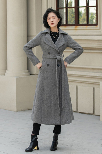 Striple winter long trench wool coat 6288