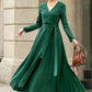 Green Wrap Linen Dress for Women 5673