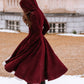 Single Breasted Midi Wool Coat With Hood 3424