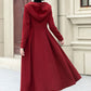 Long swing red winter wool coat women 5346