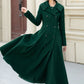 Green long double breasted winter wool coat 5452