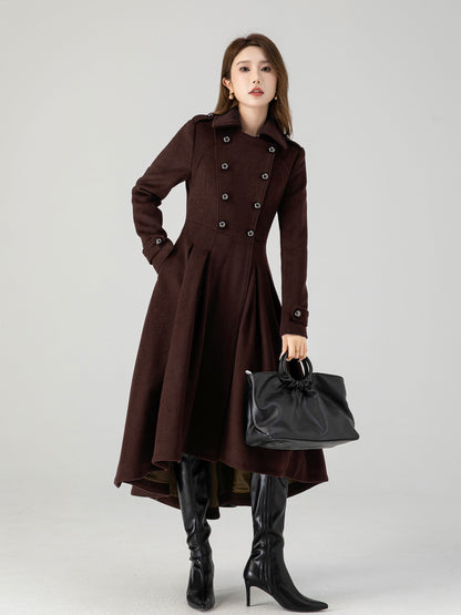 Vintage inspired long wool coat 6310