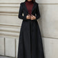 Black hooded maxi coat for winter 1839#