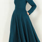 Wool Fit & Flare Long Dress Women 5253