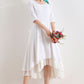 Little white dress with high low hem 2517