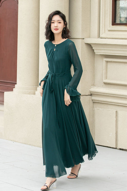 Prom boho long swing chiffon dresses 5141