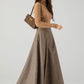 High waisted a line long wool skirt 4608