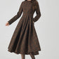 Long Sleeve Plaid Midi Wool Dress 4523