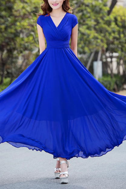V neck prom summer wedding chiffon dress 5162