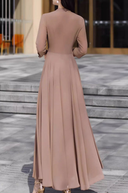 Brown elegant long summer chiffon dress 5075