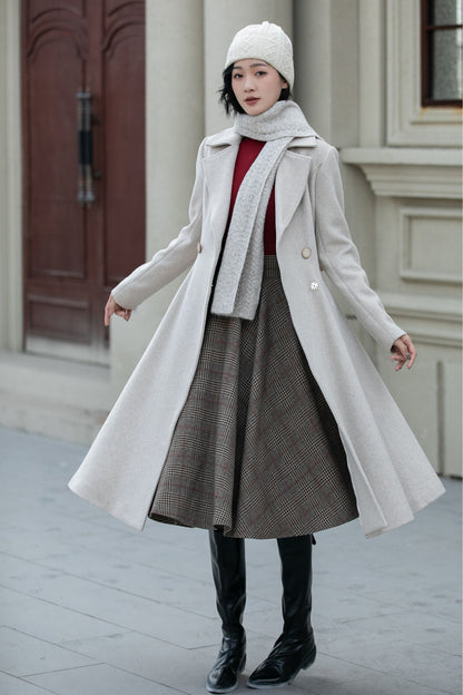 Vintage Wool Blend Coat – Handmade Winter Overcoat with Lining 5456