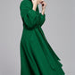 Maxi swing wool coat in Green 6351