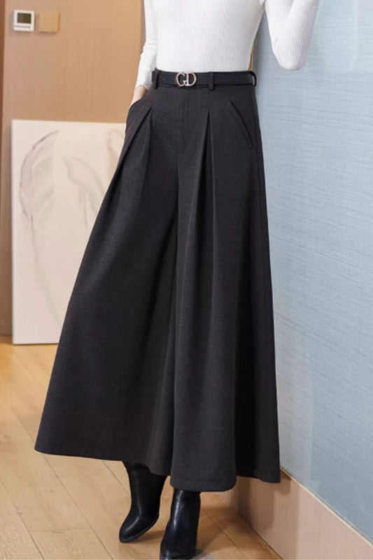 High waist loose fitting wool pants 6372