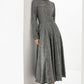 Spring Autumn Long Grey Linen Dress 3831