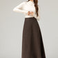 Brown a line winter wool skirt women 5483