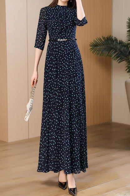 Maxi polka dot swing summer chiffon dress 5060