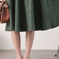 Midi green linen swing spring dresses 2576