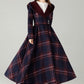 Plaid Hooded Wool Coat – A-Line Long Winter Coat with Contrast Lapel | Xiaolizi 6570