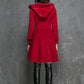 Wine red wool winter women hooded coat 1354