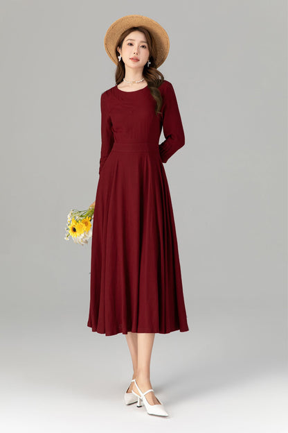 Fit and flare womens spring linen dresses 4910