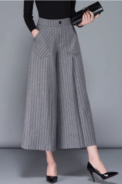 Striple wide leg wool pants women 5422