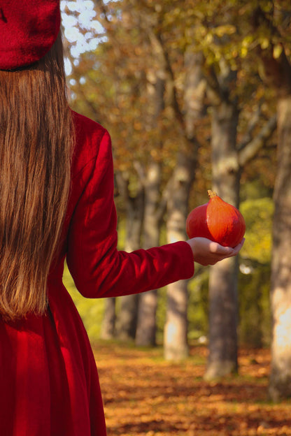 Handmade Red Wool Coat – Vintage Princess Winter Maxi Overcoat 3219